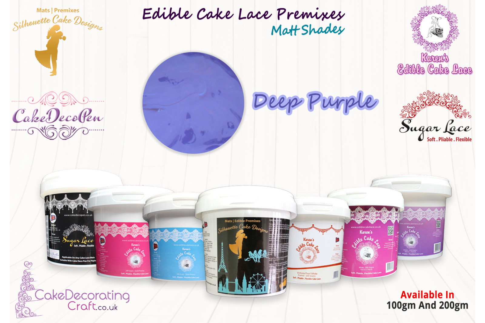 Deep Purple | Edible Cake Lace Premixes | Matt Shade | 200 Grams